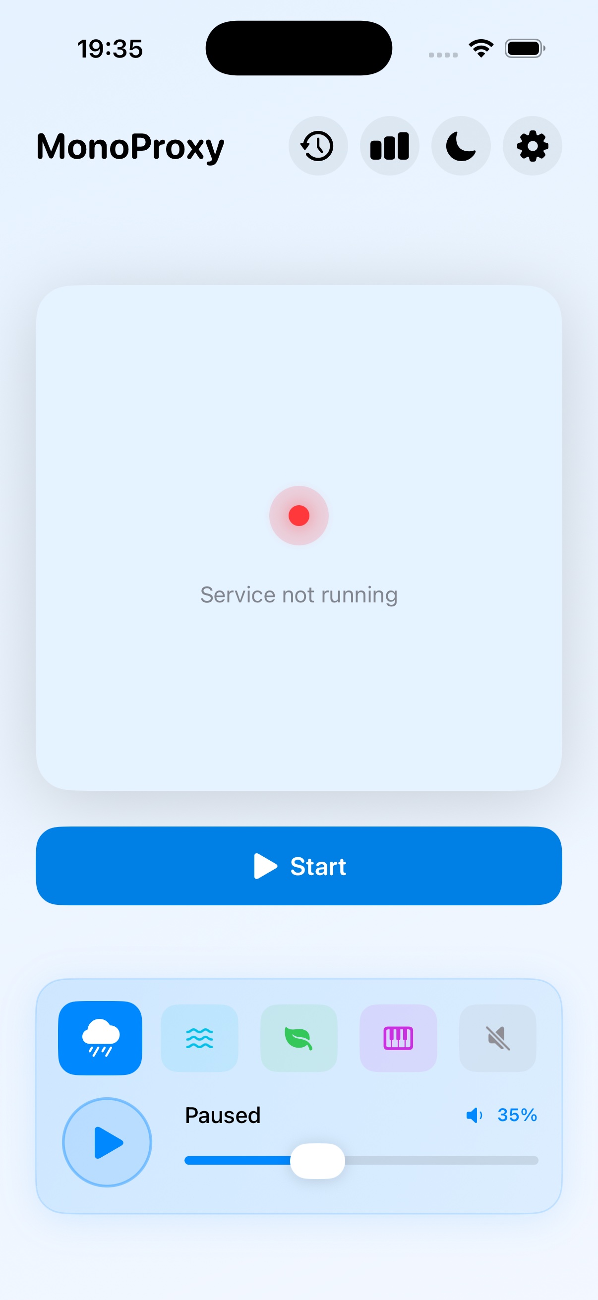 MonoProxy main screen